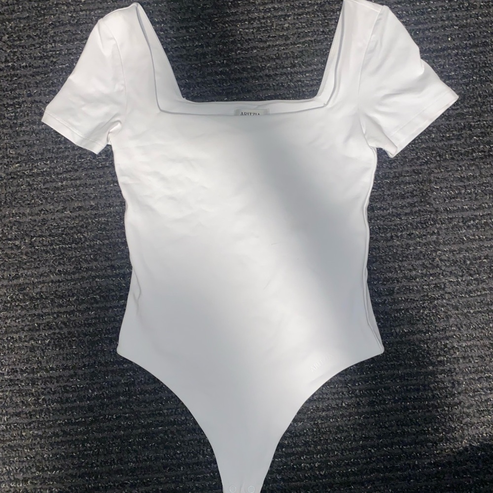 Aritzia White Square Neck Bodysuit